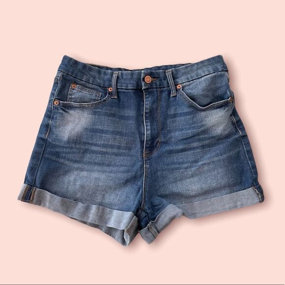 ❤️ NO BOUNDARIES Blue Cuffed Denim Shorts Size 13 ❤️ - Picture 1 of 6